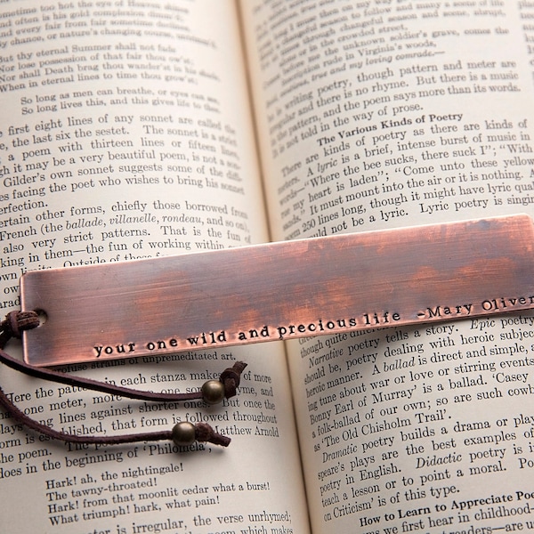 Custom Copper Bookmark | Personalized Hand Stamped | Birthday 7-Year Anniversary Gift