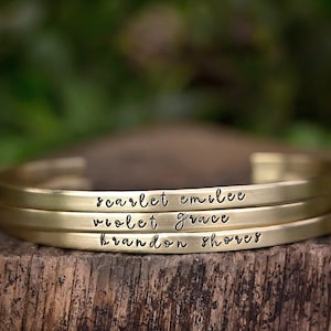 Dainty Cursive Stacking Bracelet |  Custom Word Cuff | Kids Name Jewelry | Mother&#39;s Day Gifts for Her