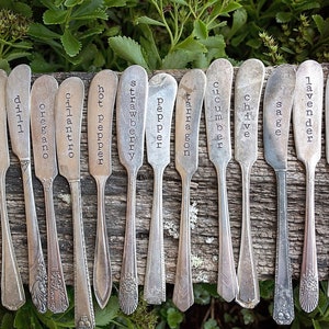 Custom Garden Marker Herb Stake Handstamped Vintage Butter Spreader Knife Sign Gardening Supplies Accessories image 1