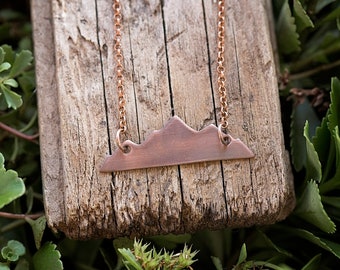 Mountain Range Copper Necklace, Outdoorsy Gift, Hike, Explore, Adventure Jewelry