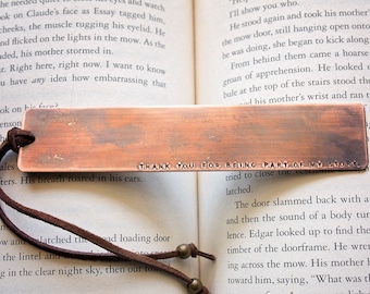 Teacher Appreciation Bookmark | Custom Personalized Teacher Gift | Hand Stamped Copper Book Lover Gift