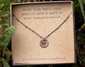 Butterfly Transformation Necklace | Hand Stamped | Encouragement Inspiration Gift For Change Divorce Sobriety