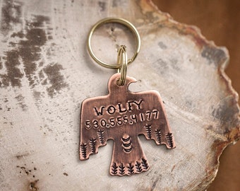 Thunderbird Boho Dog ID Tag | High Quality Hand Stamped Personalized Copper Pet Tag Accessories