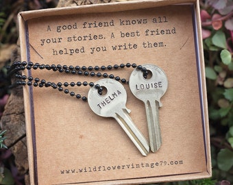 Thelma and Louise Best Friends Key Necklace Set Ready to 