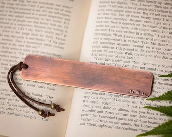 7-Year Anniversary Bookmark | Tally Marks Hand Stamped Copper Seventh Year Husband Wife Gift