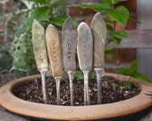 Custom Garden Marker Herb Stake Handstamped Vintage Butter Spreader Knife Sign Gardening Supplies Accessories