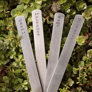 Custom Aluminum Garden Marker Metal Herb Stake Handstamped Personalized Plant Marker Gardening Supplies & Accessories image 7