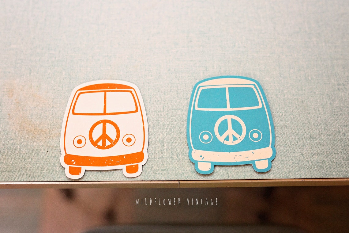 Hippie Psychedelic Van Peace Sign Pattern Print Blanket