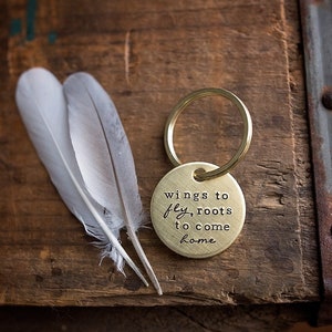 Wings to Fly, Roots to Come Home keychain hand stamped graduation 16th birthday gifts for her image 5