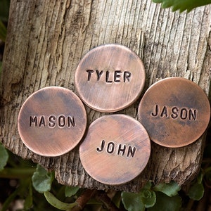 Personalized 7/8 Initial Golf Ball Marker Father's Day Golfer Gift for Groomsmen Husband Dad Grandfather Distressed Copper block