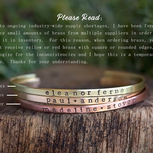 CUSTOM Word of the Year Bracelet Intention Setting Mindfulness Mantra Personalized Skinny Stacking Cuff Hand Stamped Jewelry Gift image 2