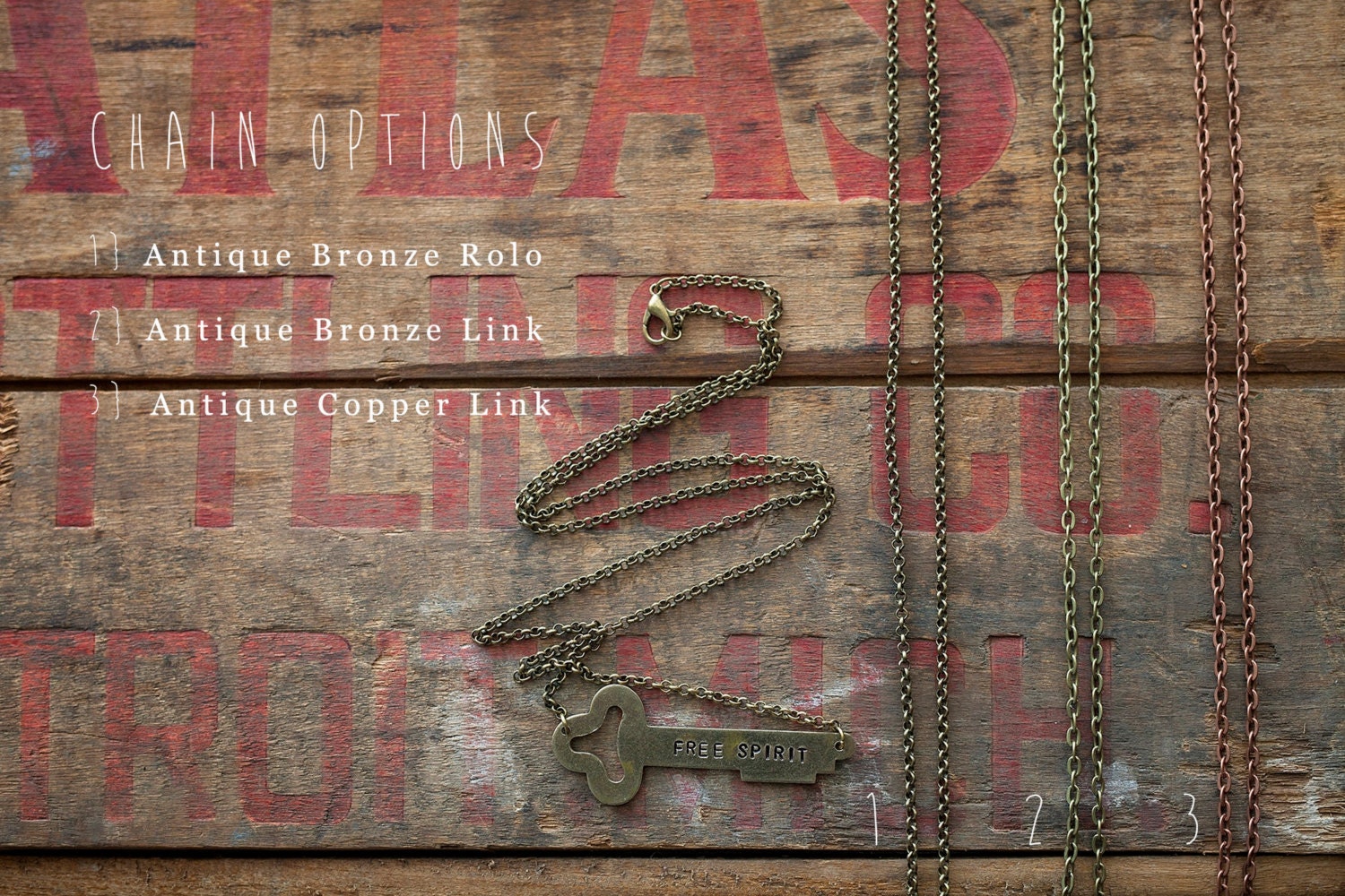 Custom Horizontal Key Necklace | Hand Stamped Vintage Personalized Boho ...