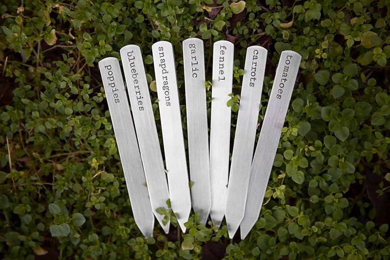 Custom Aluminum Garden Marker Metal Herb Stake Handstamped Personalized Plant Marker Gardening Supplies & Accessories image 5