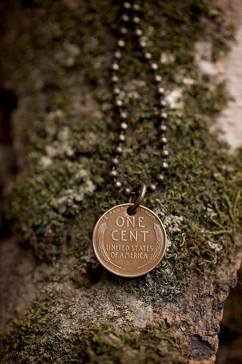 Lucky Penny Necklace | Authentic Vintage Wheat Penny Jewelry | Good Luck Charm Gift image 5