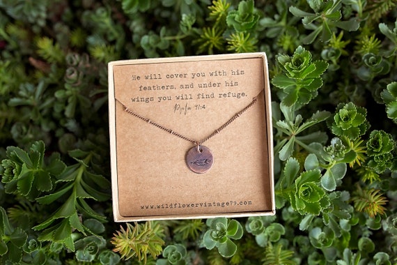 Psalm 91 Necklace | Ready To Gift | He will cover you with his feathers | Encouragement Gifts for Divorce Loss or Grieving