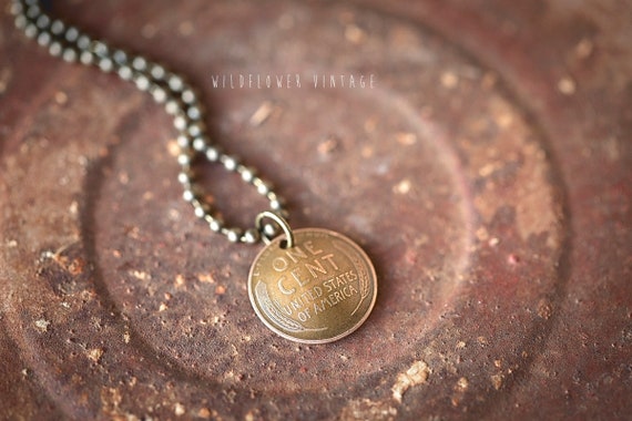 Lucky Penny Necklace | Authentic Vintage Wheat Penny Jewelry | Good Luck Charm Gift
