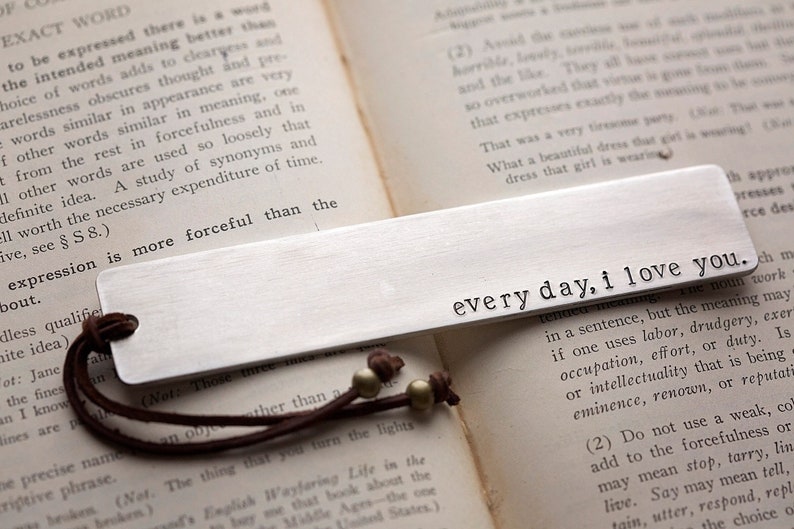 Custom Aluminum Bookmark Personalized Hand Stamped Birthday 10-Year Anniversary Gift image 2