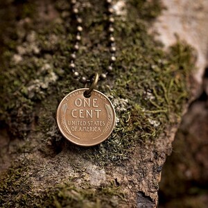 Lucky Penny Necklace | Authentic Vintage Wheat Penny Jewelry | Good Luck Charm Gift image 2