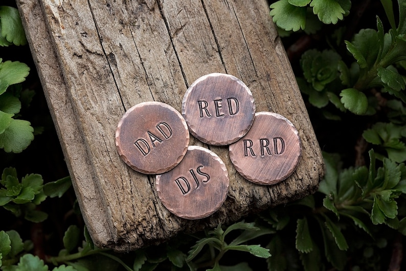 Personalized 7/8 Initial Golf Ball Marker Father's Day Golfer Gift for Groomsmen Husband Dad Grandfather Distressed Copper image 6