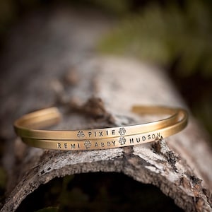 Personalized Pet Name Bracelet | Dog Mom Cat Lady Paw Print | Pet Memorial Gift | Custom Skinny Stacking Cuff Jewelry