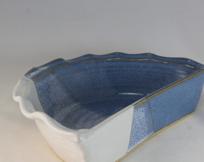 HALF PIE PLATE Handmade Stoneware in Powder Blue/ White Etsy