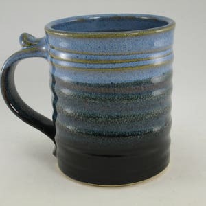 HANDMADE COFFEE MUG, Stoneware Coffee Cup in Blue / Black Glaze - Dishwasher, Oven & Microwave Safe Pottery