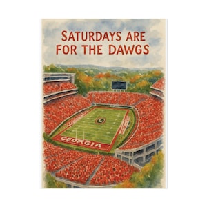 Póster de acuarela de los Georgia Dawgs: arte de fútbol americano universitario, decoración para el día del partido
