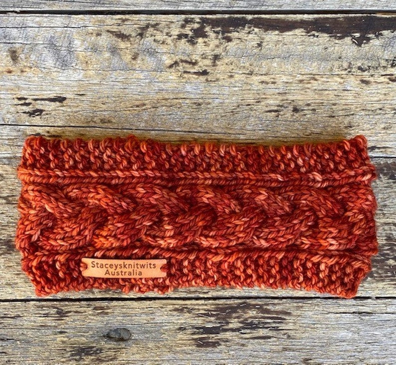 Cable headband PATTERN knitted, black earwarmer, easy knit pattern headband, earwarmer pattern, beginner knitting headband image 10
