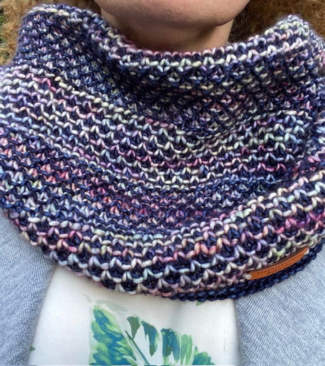 Knitted Cowl Pattern, Beginner Easy Knit Scarf, Scarf Pattern, Circular ...