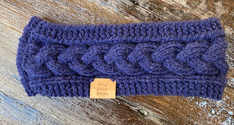 Cable headband PATTERN knitted, black earwarmer, easy knit pattern headband, earwarmer pattern, beginner knitting headband image 6