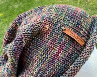 Patrón de gorro holgado de punto, gorro holgado, patrón de gorro de punto fácil, patrón de gorro, gorro holgado con patrón de tejido, gorro de punto para principiantes