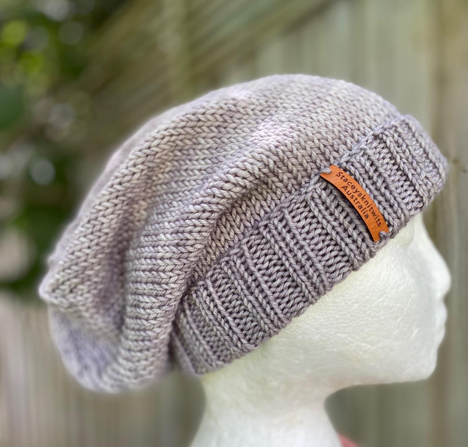Slouchy Beanie Knitting Pattern, Easy Knit Beanie, Mens Beanie Knitting ...