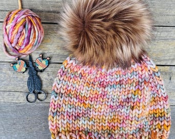 Chunky Beanie Knitting Pattern, PDF Pattern, super bulky basic knitted beanie pattern, circular beanie pattern ENGLISH ONLY