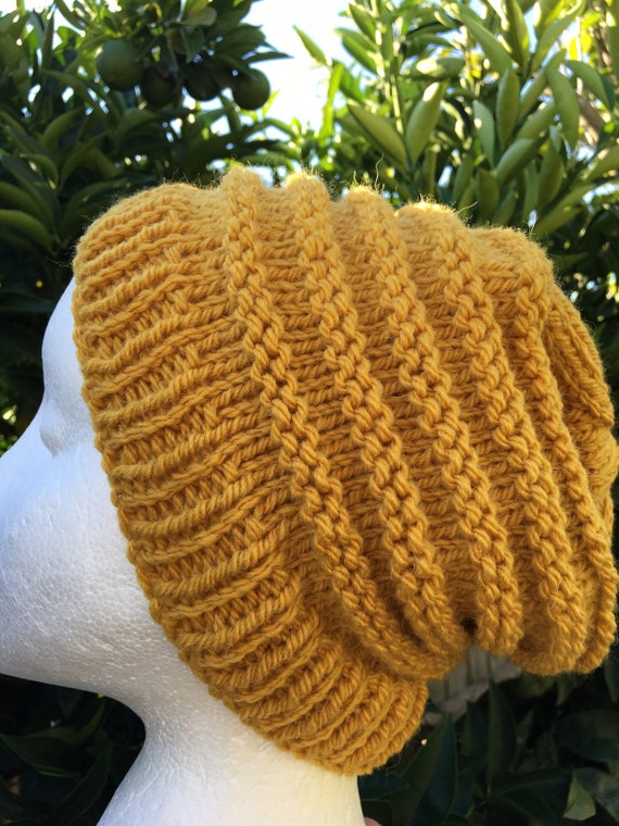 Easy Knit Beanie Pattern: Beginner Super Bulky Hat (Digital Download) slouchy beanie pattern circular needles ladies or men ENGLISH ONLY