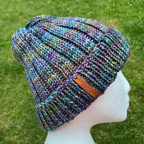 Knitted Beanie Pattern: Easy Pom Poms Hat (Digital Download) ladies beanie knitting pattern pdf ENGLISH ONLY circular needles