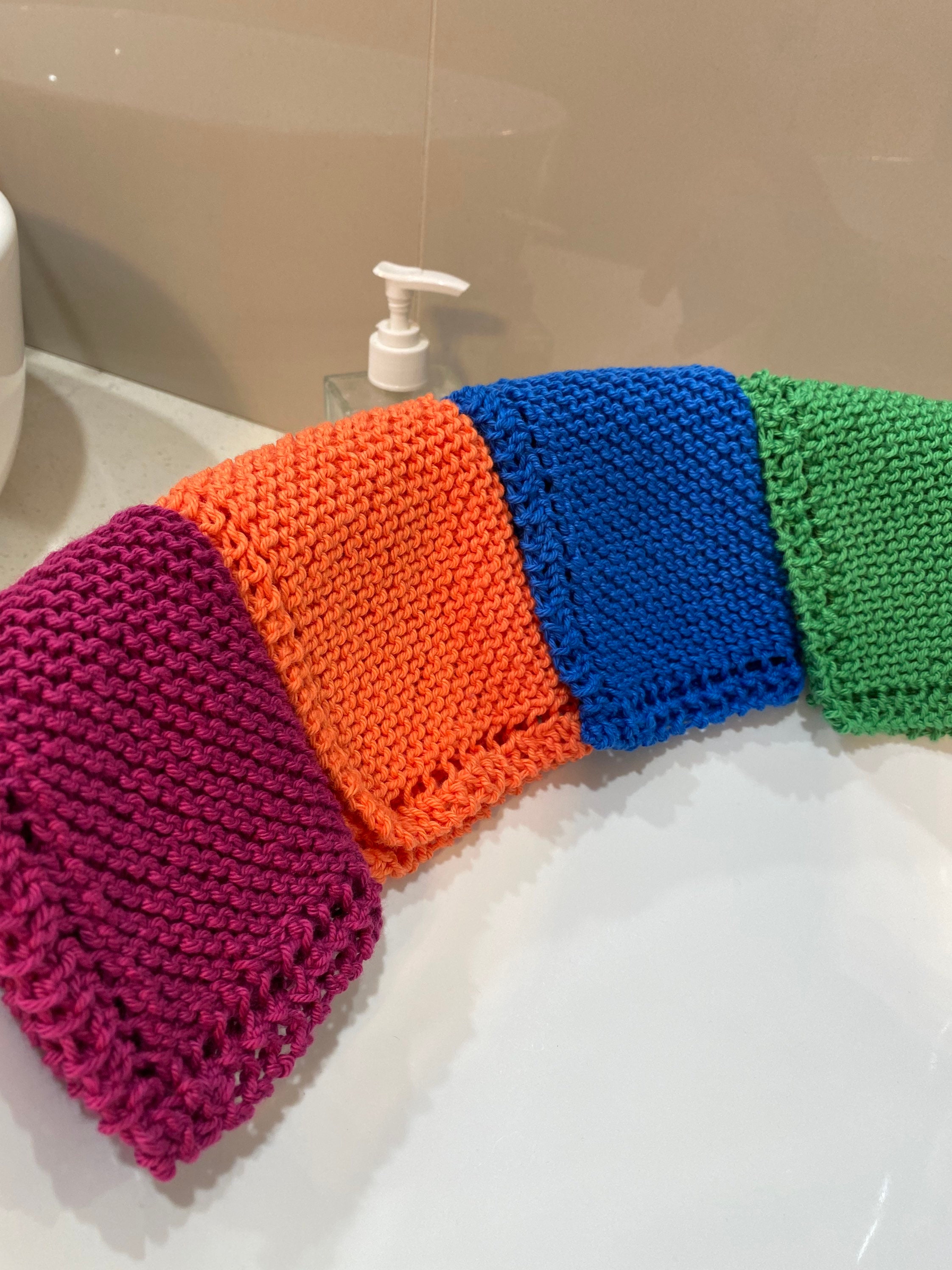 Set of 4 cotton face washers vegan knit spa cloth face cloth Etsy