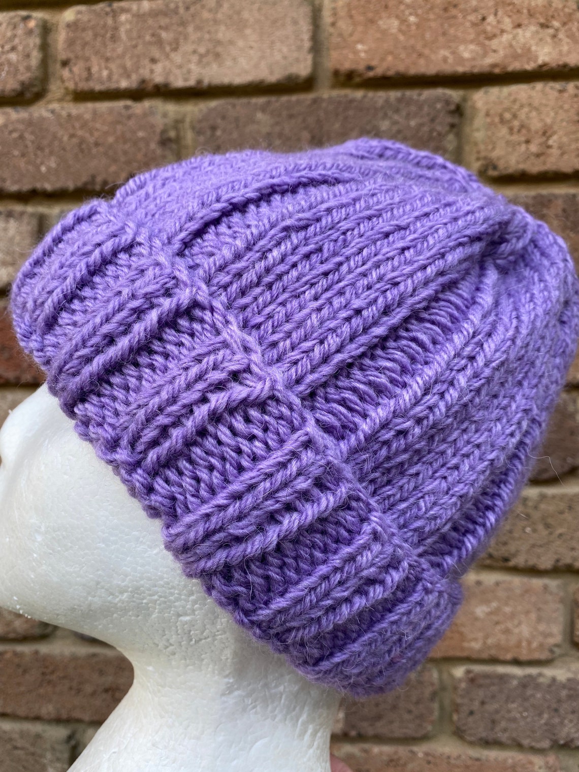 Knitted purple beanie mens beanie ladies beanie purple Etsy
