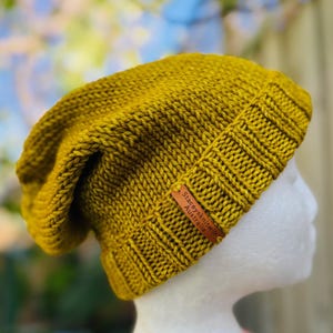 Slouchy Beanie Knitting Pattern, Easy Knit Beanie, mens beanie knitting pattern, slouchy knitting pattern easy circular knit ENGLISH ONLY