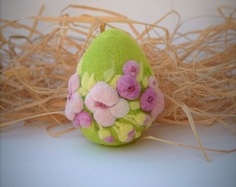 Needle Felted Easter Eggs Easte Table Decor Easter Home Decor and Gift Wool Felted Egg Cherry Blossom Flowers