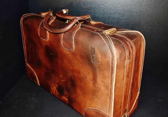 Vintage Presto Leather Briefcase Brown Leather Officer or Salesman
