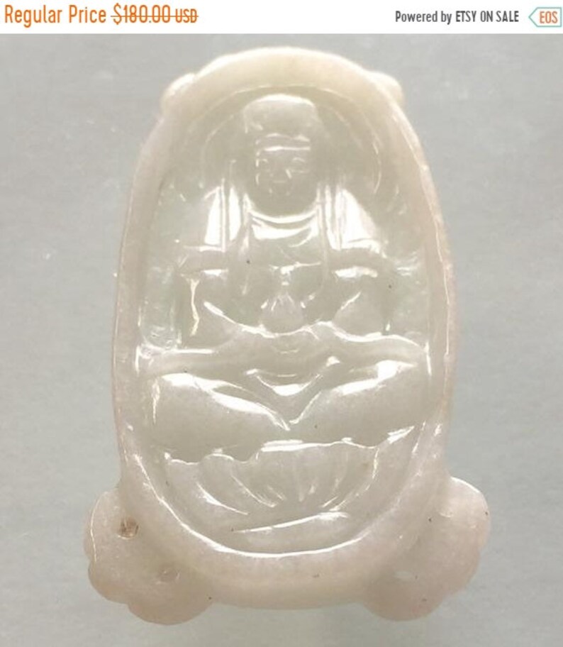 30/% off Antique Chinese late Qing Dynasty natural greenish white jadeite jade pendant or brooch