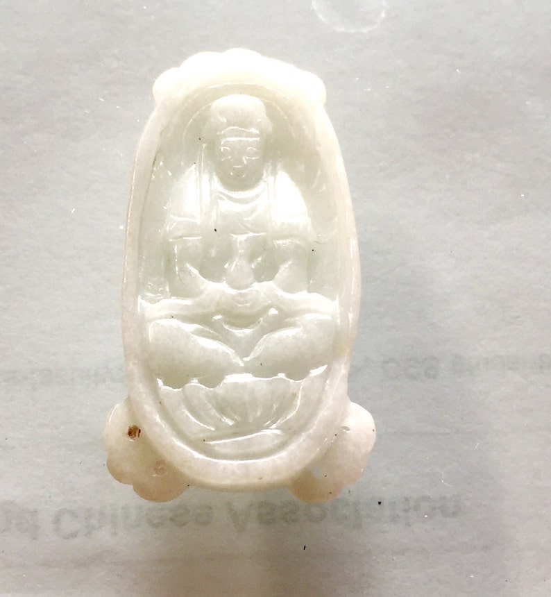 30/% off Antique Chinese late Qing Dynasty natural greenish white jadeite jade pendant or brooch