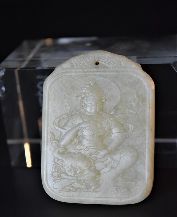 Qing Dynasty Chinese white nephrite Hetian jade p… - image 1