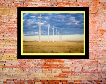 Fine Art Print - Wind farming in the midwest - scenic colorful photograph fine art print, gift ideas, present, home office wall decor