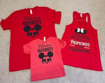 Camicie di famiglia abbinate Princess Security o My Favorite Disney Princess è il mio ...