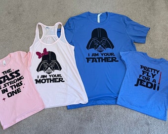 Star Wars Matching Family Shirts (Sass è forte in questo, bella mosca per un Jedi, io sono tuo padre, sono tua madre)
