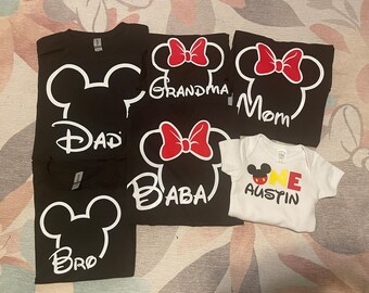 Camicie di famiglia abbinate Topolino e Minnie Contorni