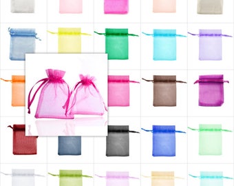 25pcs Organza Bag Rectangle Jewelry Wedding Favor Candy Gift Packing Pouch, 25 Colors, 7 Sizes, V-BB0011-BB0017