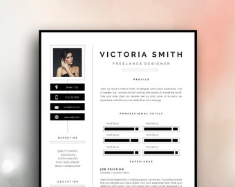 Resume Template 3 page / CV Template + Cover Letter / Instant Download for MS Word / &quot;Victoria&quot;