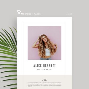 Resume Template for Pages, CV Template for Word + Cover Letter, resume with photo / Instant Download pages template, MS word resume / Alice